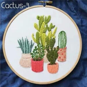 3-Pack Cacti & Houseplants Embroidery Starter Kits for Beginners
